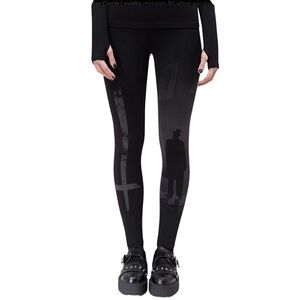 Killstar Gothic Black Leggings with Shadow Design